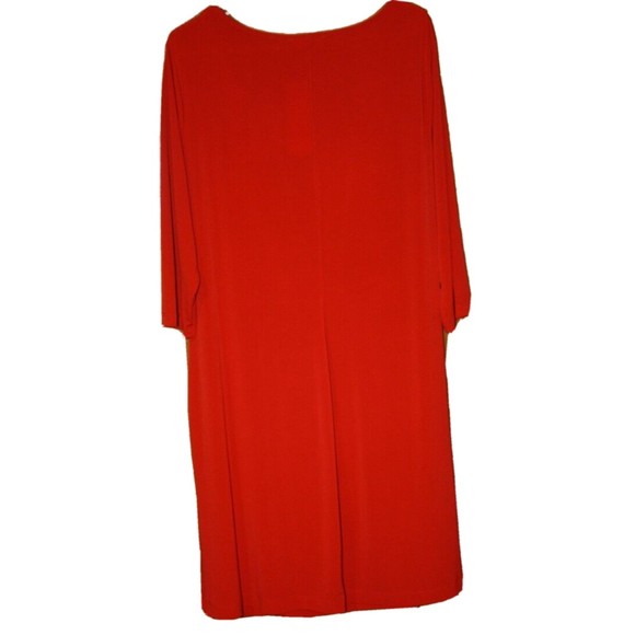 New York CollectionRed Side Gathered Knee Length Dress Sz 2X  3/4 Sleeve NWT - Picture 5 of 7